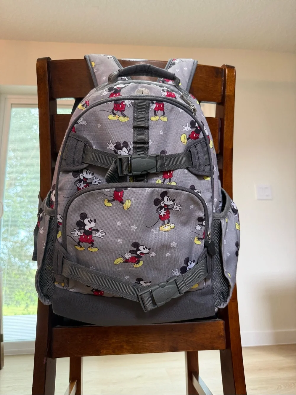 Pottery Barn Kids Mickey Mouse Print Gray Backpack - Official Character Design